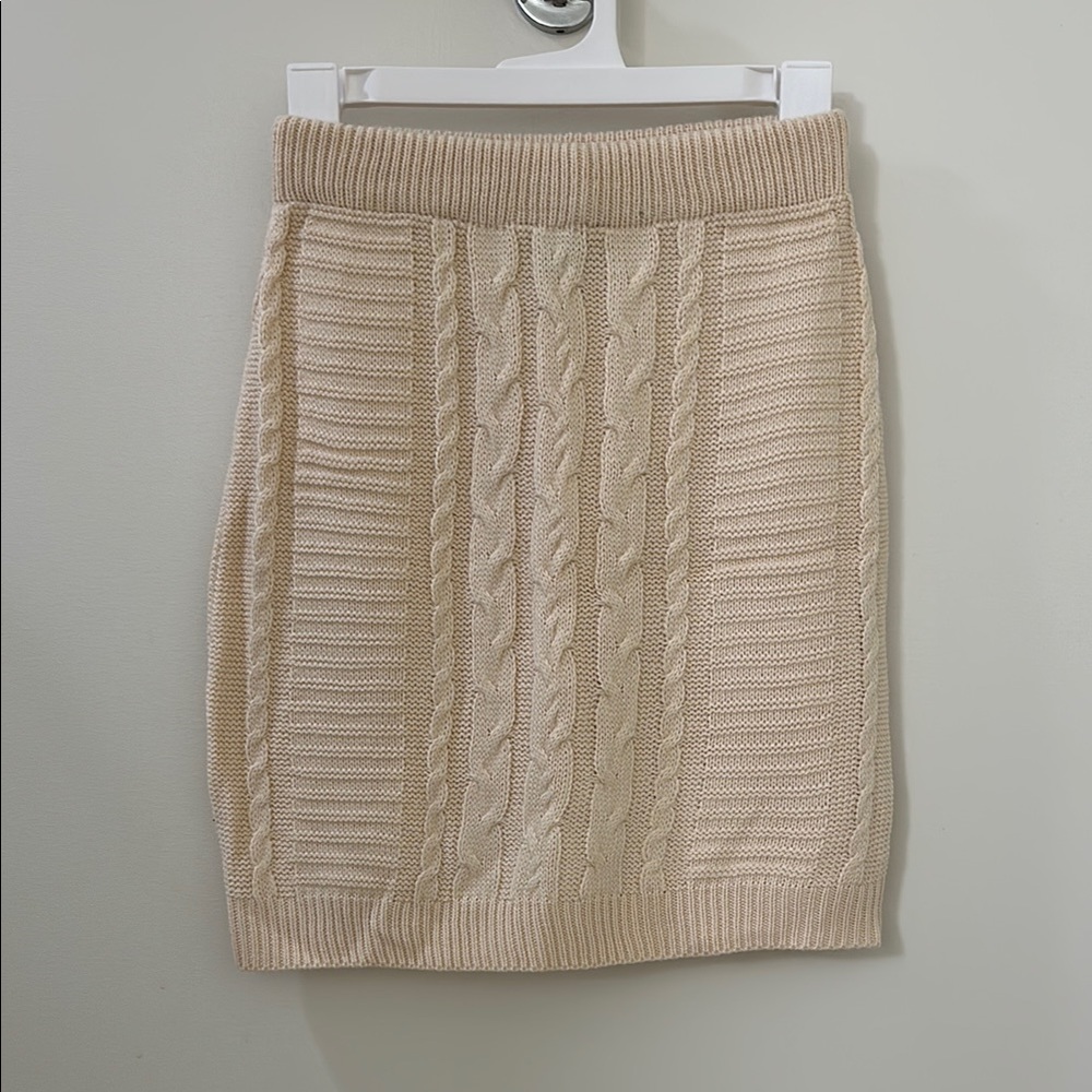 Lulu's Tan Ribbed Pencil Mini Skirt